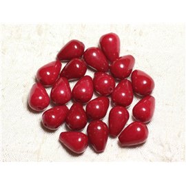 4pc - Perles Pierre - Jade Gouttes 14x10mm Rouge Cerise - 4558550002303