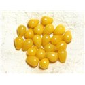 6pc - Perles Pierre - Jade Gouttes 14x10mm Jaune Safran Moutarde - 4558550002310