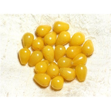 6pc - Perles de Pierre - Jade Gouttes 14x10mm Jaune   4558550002310