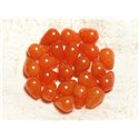 6pc - Perles de Pierre - Jade Gouttes 14x10mm Orange   4558550002327