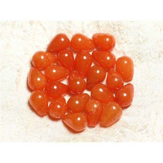 6pc - Perles de Pierre - Jade Gouttes 14x10mm Orange   4558550002327