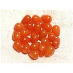 6pc - Perles de Pierre - Jade Gouttes 14x10mm Orange   4558550002327