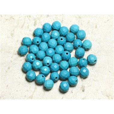 10pc - Perles Turquoise synthèse Boules Facettées 8mm Bleu Turquoise N°1  4558550002365 