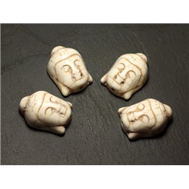 2pc - Buddha Bead 29mm sintetico turchese crema bianco 4558550002402 