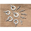4pc - Fermoirs T Toogle Métal Argenté Qualité Bouddha 25mm   4558550002518
