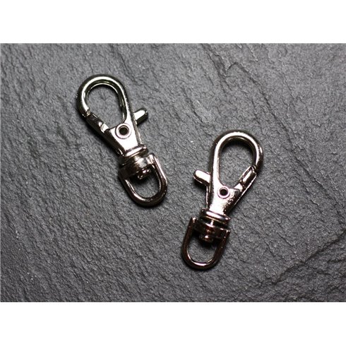 100pc - Mousquetons Porte Clefs Métal Argenté Rhodium 37mm   4558550002563