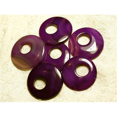 1pc - Donut Pendentif Pierre Agate Violette 42-46mm   4558550002570