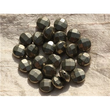 2pc - Perles de Pierre - Pyrite Dorée Palets Facettés 10mm   4558550002594