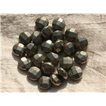 2pc - Perles de Pierre - Pyrite Dorée Palets Facettés 10mm   4558550002594