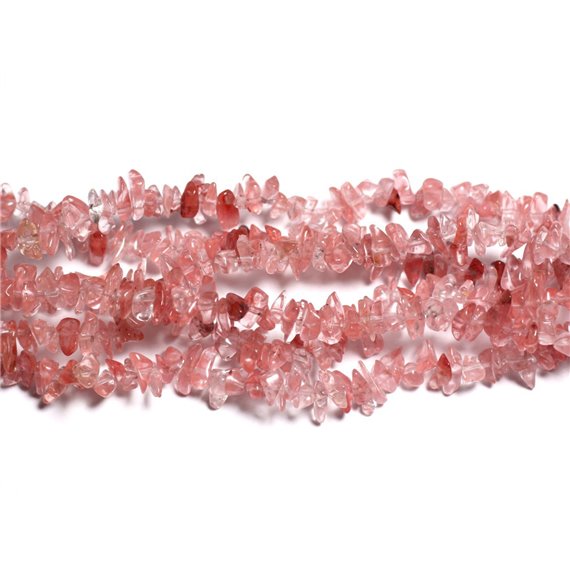 130pc environ - Perles de Pierre Quartz Cerise Rocailles Chips 5-10mm - 4558550002679