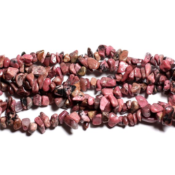 120pc environ - Perles Pierre - Rhodonite Rocailles Chips 4-10mm Rose Gris Noir - 7427039736152