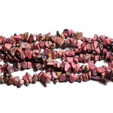 120pc environ - Perles Pierre - Rhodonite Rocailles Chips 4-10mm Rose Gris Noir - 7427039736152