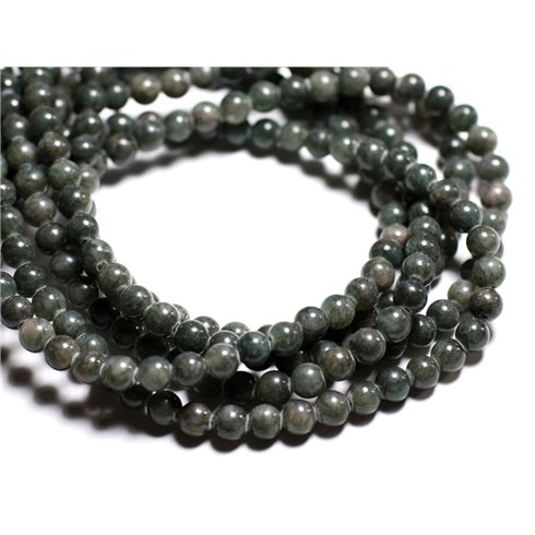 20pc - Perles de Pierre - Jade Vert Sapin Gris Boules 6mm   4558550002709 
