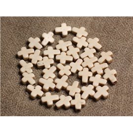 20pc - Cruz de cuentas de turquesa sintética 10x8 mm Blanco crema 4558550002761 