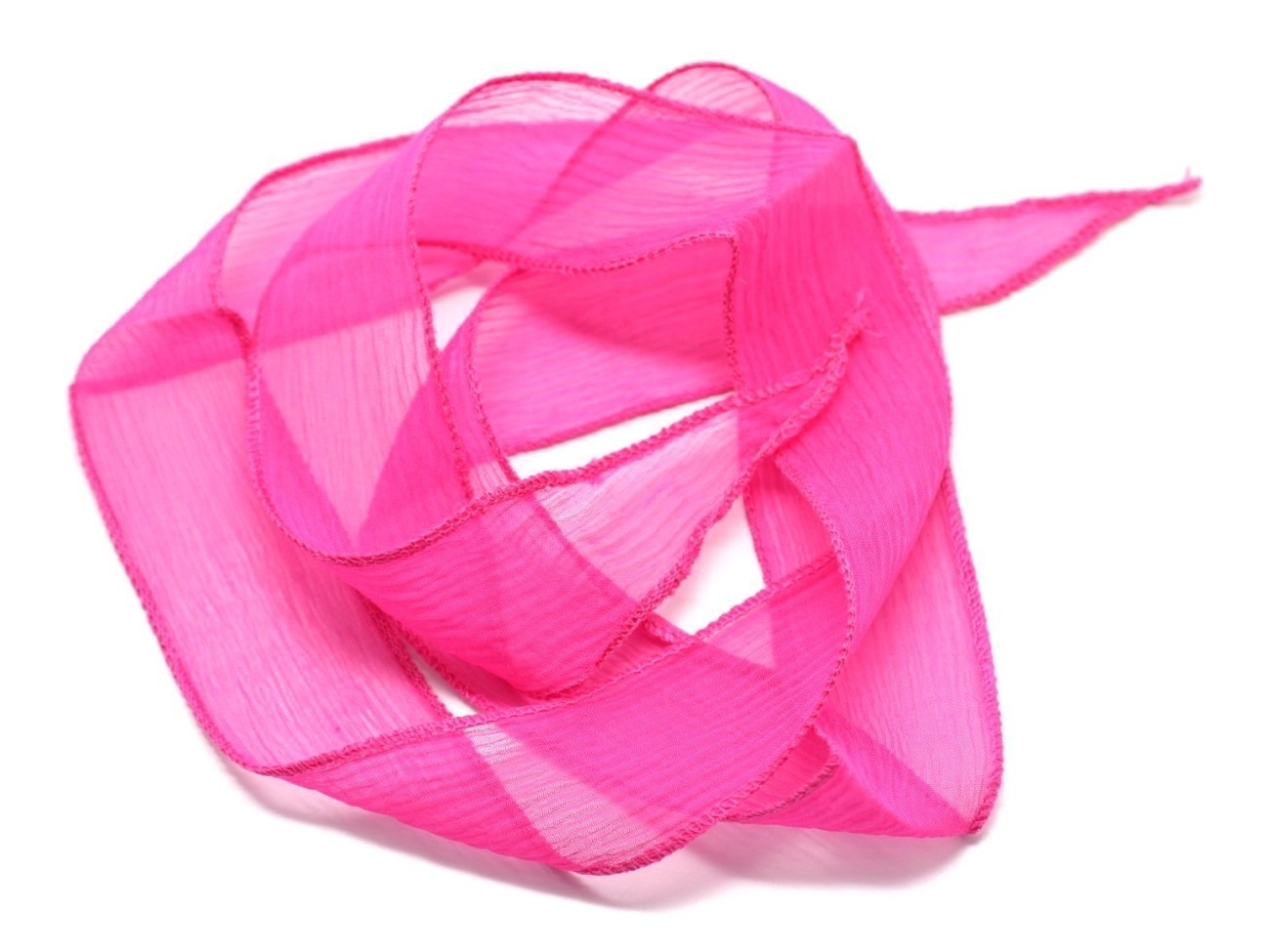 1pc - Collier Ruban Soie teint à la main 85 x 2.5cm Rose Fluo (ref SOIE150)   4558550002877 