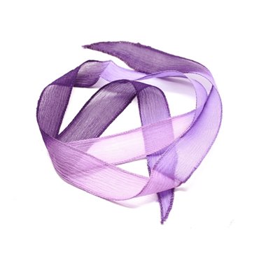 1pc - Collier Ruban Soie teint à la main 85 x 2.5cm Rose Mauve Violet (ref SOIE145)   4558550002921 