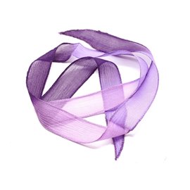 1pc - Collana con nastro di seta tinta a mano 85 x 2,5 cm Rose Mauve Violet (ref SOIE145) 4558550002921 