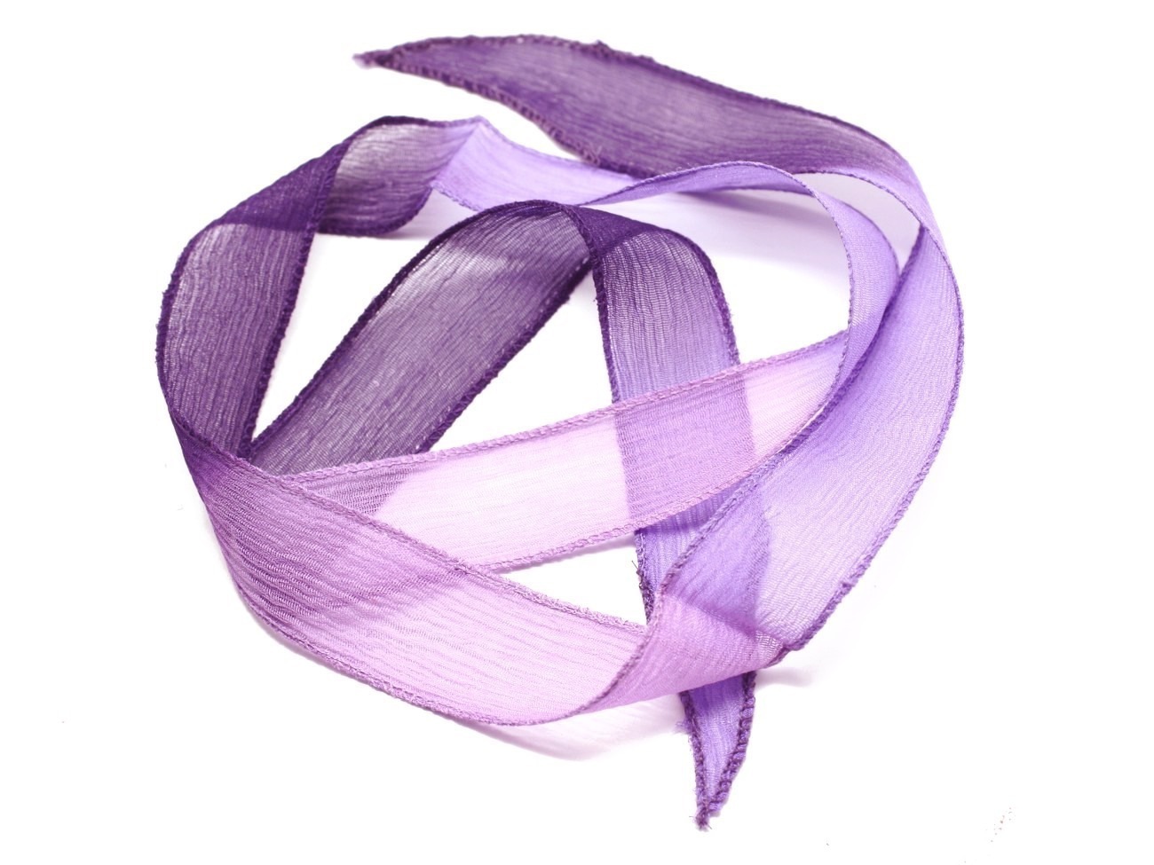 1pc - Collier Ruban Soie teint à la main 85 x 2.5cm Rose Mauve Violet (ref SOIE145)   4558550002921 
