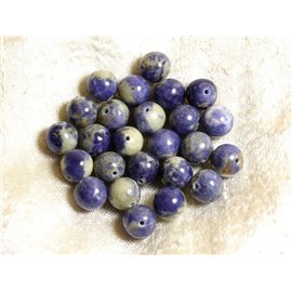4pc - Perles Pierre - Sodalite Boules 10mm bleu gris blanc - 4558550002945