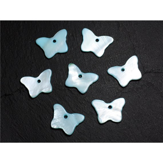 10pc - Perles Breloques Pendentifs Nacre - Papillons 20mm Bleu Turquoise   4558550002952