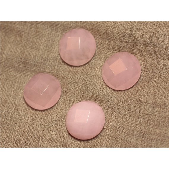 1pc - Cabochon de Pierre - Jade Rond Facetté 20mm Rose Clair - 4558550002976