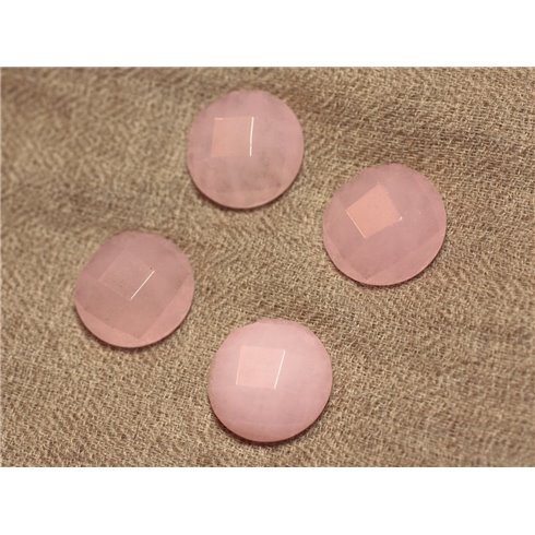 1pc - Cabochon de Pierre - Jade Rond Facetté 20mm Rose Clair - 4558550002976