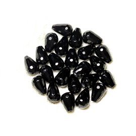 4pc - Cuentas de piedra - Gotas facetadas de ónix negro 12x8mm 4558550002990