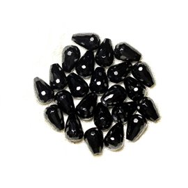 4pc - Stone Beads - Black Onyx Faceted Drops 12x8mm 4558550002990