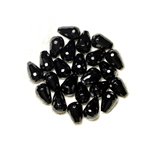 4pc - Perles de Pierre - Onyx Noir Gouttes Facettées 12x8mm   4558550002990