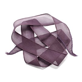 1pc - Hand-dyed Silk Ribbon Necklace 85 x 2.5cm Aubergine Violet (ref SOIE141) 4558550003003 