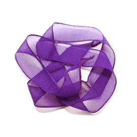 1pc - Hand-dyed Silk Ribbon Necklace 85 x 2.5cm Purple (ref SOIE142) 4558550003010 