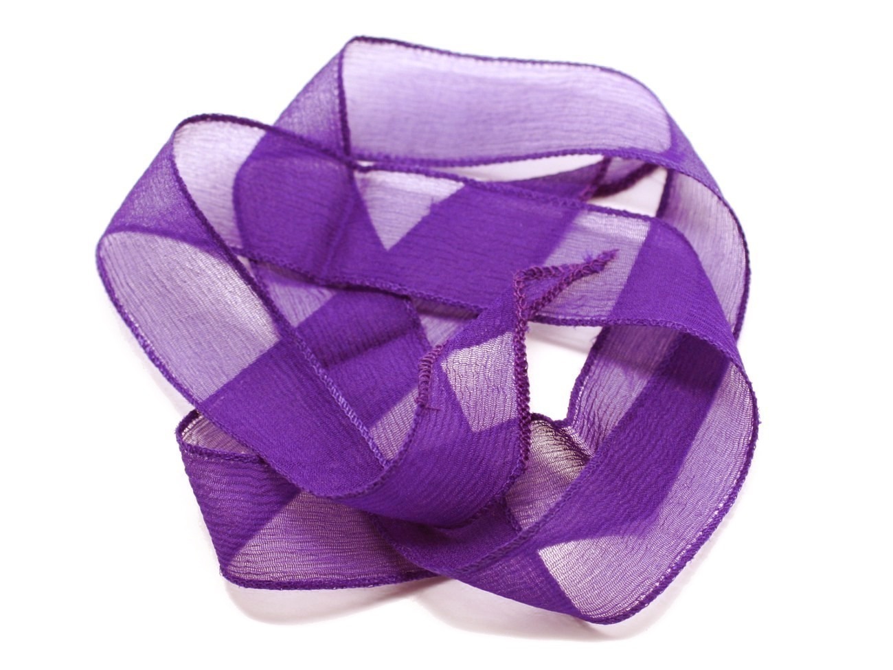 1pc - Collier Ruban Soie teint à la main 85 x 2.5cm Violet (ref SOIE142)   4558550003010 