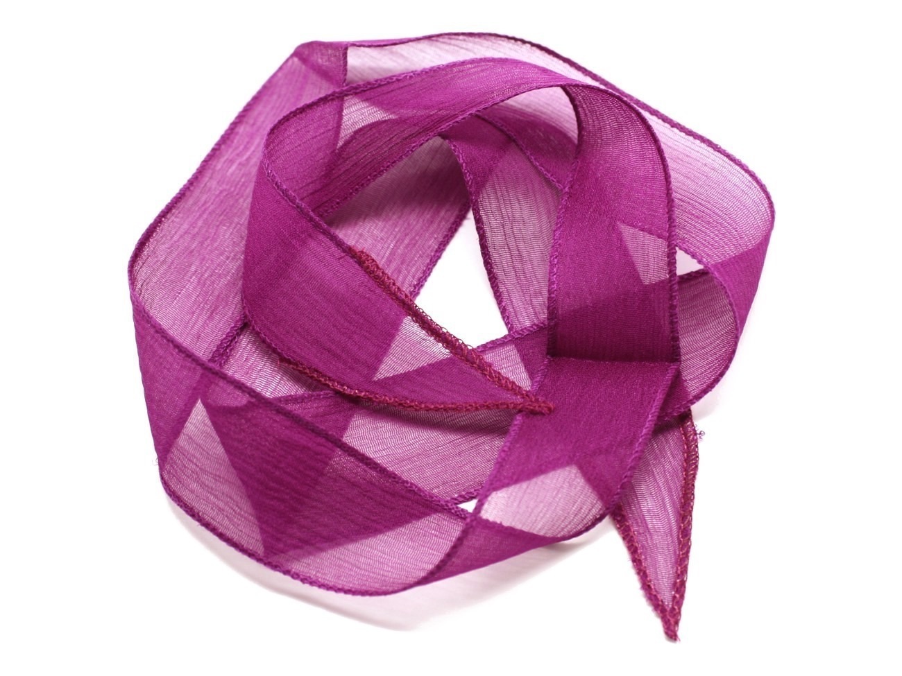 1pc - Collier Ruban Soie teint à la main 85 x 2.5cm Violet Rose (ref SOIE140)   4558550003034 