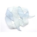 1pc - Collier Ruban Soie teint à la main 85 x 2.5cm Blanc Gris Bleu Clair Pastel (ref SOIE137)   4558550003058 