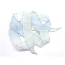 1pc - Hand-dyed Silk Ribbon Necklace 85 x 2.5cm White Gray Light Blue Pastel (ref SOIE137) 4558550003058 