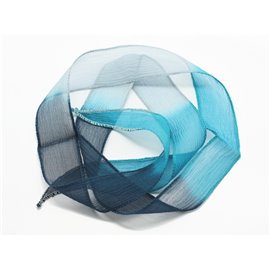 Handgefärbte Seidenbandkette 85 x 2,5 cm Blauer Himmel Azurblau Türkis Marinegrau SILK135 - 4558550003072