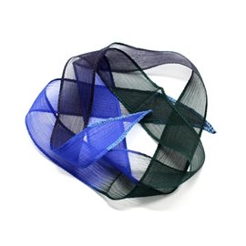 1pc - Collar de cinta de seda teñido a mano 85 x 2.5cm Azul Noche Verde Negro (ref SOIE129) 4558550003140 