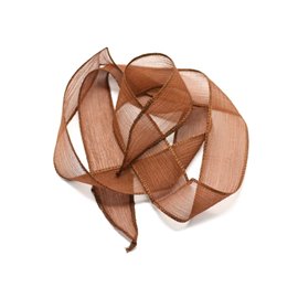 1pc - Collar de cinta de seda teñida a mano 85 x 2,5 cm Marrón chocolate (ref SOIE125) 4558550003164 