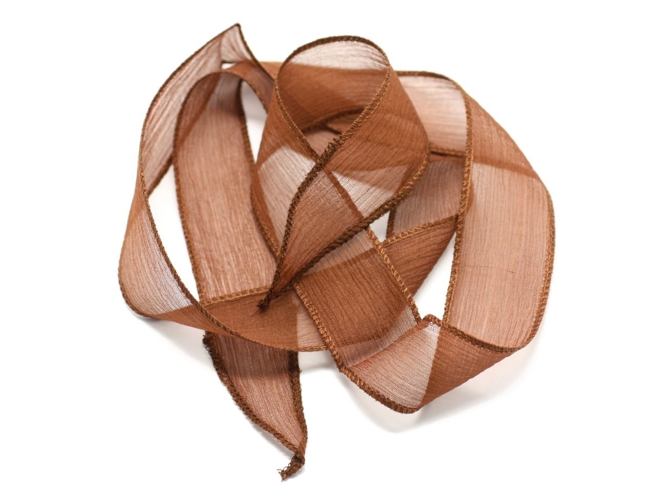 1pc - Collier Ruban Soie teint à la main 85 x 2.5cm Marron Chocolat (ref SOIE125)   4558550003164 