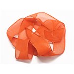1pc - Collier Ruban Soie teint à la main 85 x 2.5cm Orange (ref SOIE124)   4558550003188 