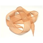 1pc - Collier Ruban Soie teint à la main 85 x 2.5cm Rose Orange Saumon (ref SOIE114)   4558550003317 