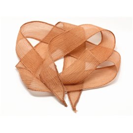1 pieza - Collar de cinta de seda teñida a mano 85 x 2,5 cm Terracota marrón rosa (ref SOIE117) 4558550003324 