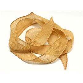 1pc - Hand-dyed Silk Ribbon Necklace 85 x 2.5cm Yellow Orange Ocher (ref SOIE115) 4558550003362 
