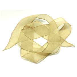 1pc - Collar de cinta de seda teñida a mano 85 x 2.5cm Amarillo Beige (ref SOIE112) 4558550003379 