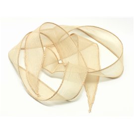 1pc - Collar de cinta de seda teñida a mano 85 x 2,5 cm Beige (ref SOIE111) 4558550003393 