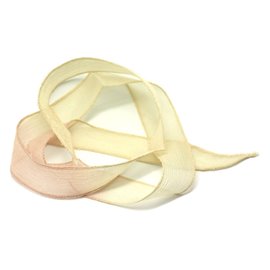 1pc - Collar de cinta de seda teñida a mano 85 x 2.5cm Rosa Amarillo (ref SOIE110) 4558550003416 