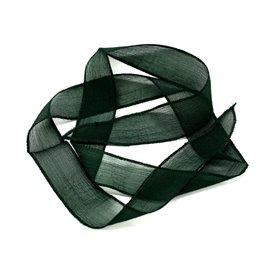 1pc - Collier Ruban Soie teint à la main 85 x 2.5cm Vert Sapin (ref SOIE101)   4558550003454 