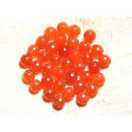 10pc - Cuentas de piedra - Bolas facetadas de jade 8 mm Naranja 4558550008718 