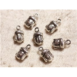 4-teilig - Charms Anhänger Silber Metall Rhodium Buddha 14mm 4558550003553