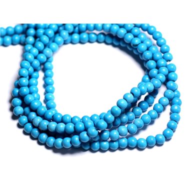 40pc - Perles Turquoise Synthèse Boules 4mm Bleu Turquoise Azur - 4558550003560
